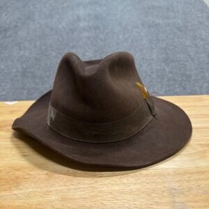 Vintage Dobbs Jet 707 Fur Felt Fedora Hat Underwelt Gabardine 7 1/8 Black